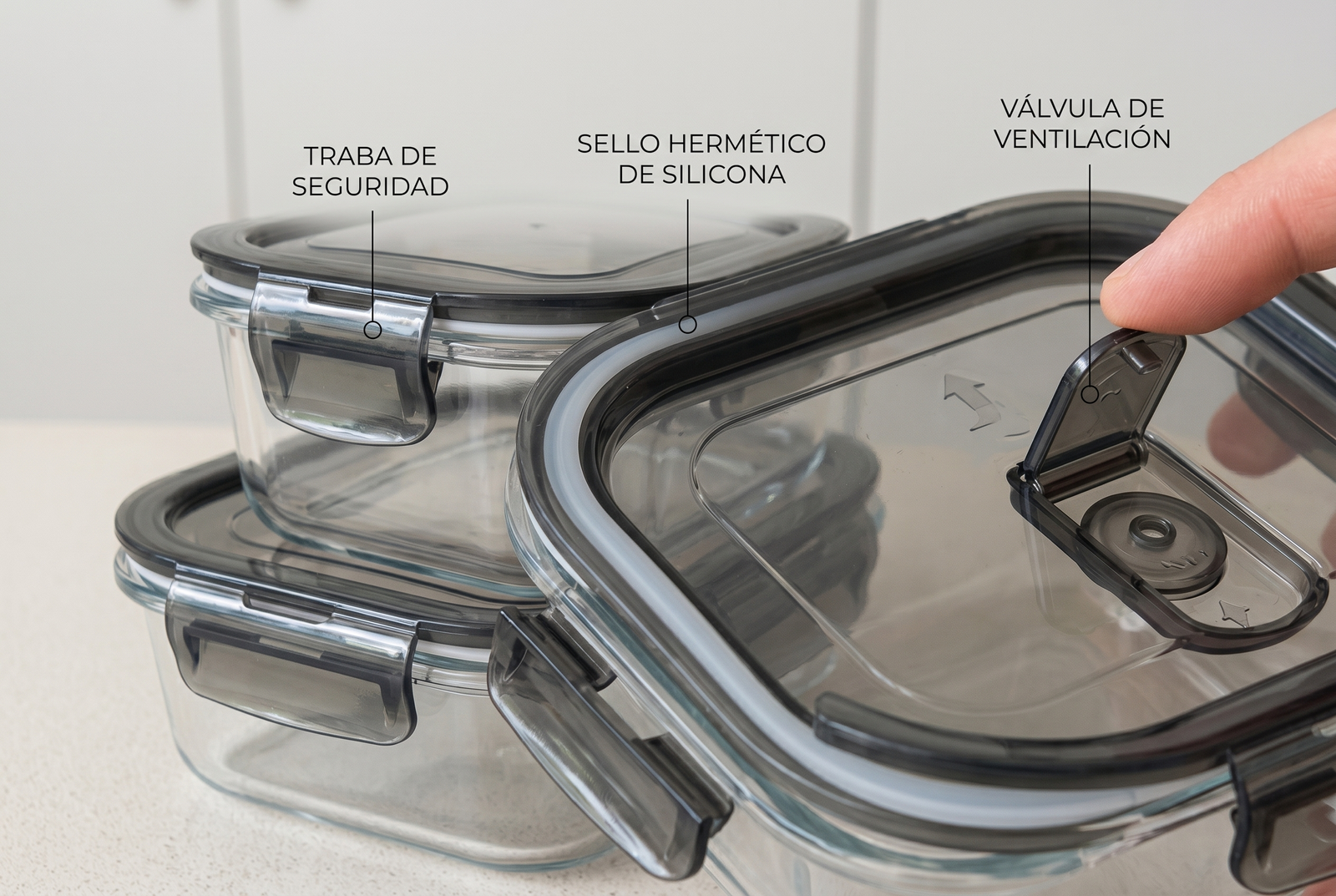 set x4 tupper de Vidrio