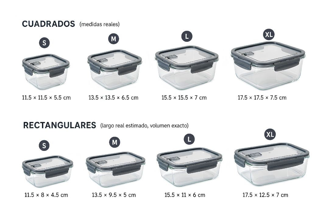 set x4 tupper de Vidrio