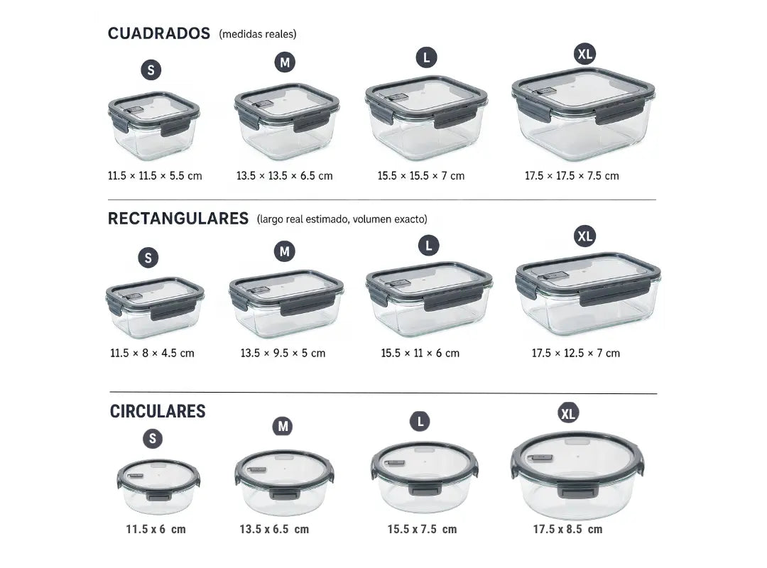 set x4 tupper de Vidrio