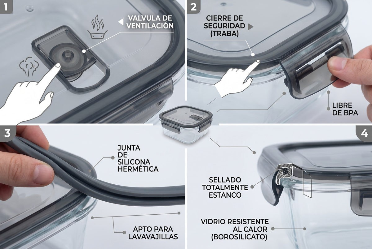 set x4 tupper de Vidrio